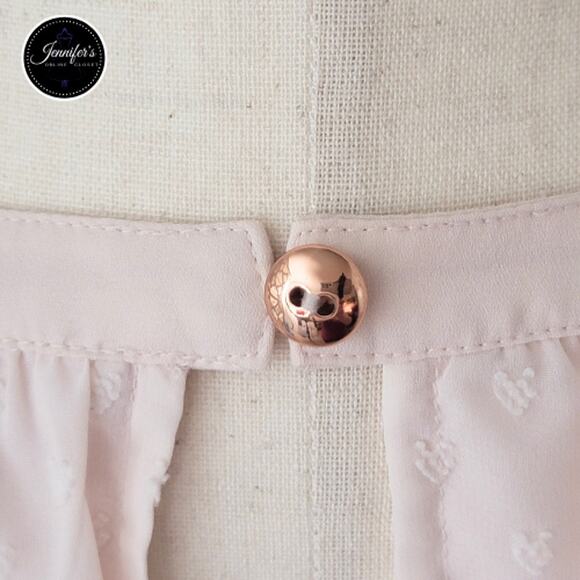 Candie's Women's Blush Swiss Dot/Heart Double Strap Blouse Size L - Picture 8 of 12